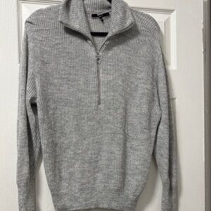 Quince Grey Half-Zip Ribbed Sweater
